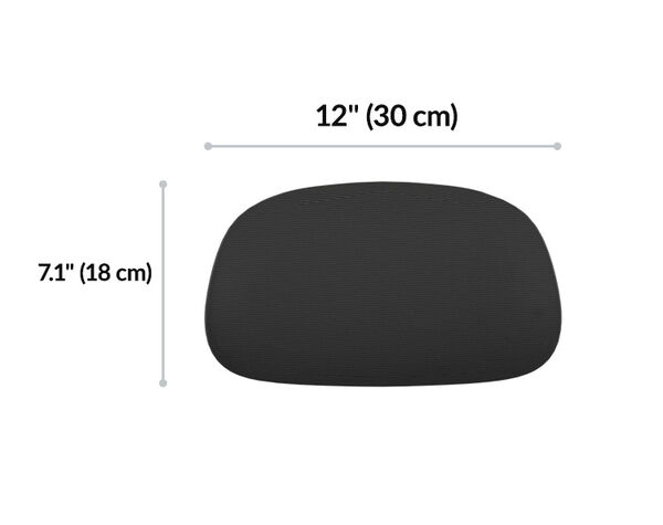 Headrest dimension diagram showing width twelve inches and height seven and one-tenth inches.