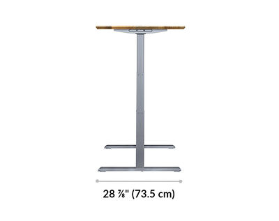 The base of the Electric Standing Desk 60x30 Reclaimed Wood with Silver Legs 28.88 inches deep