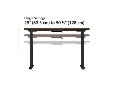 Vari electric standing desk 60 by 24 height settings range from 25 to 50 and a half inches