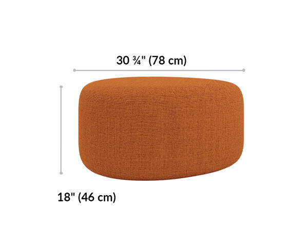 small ottoman is 30 and quarter inches long and 18 inches tall