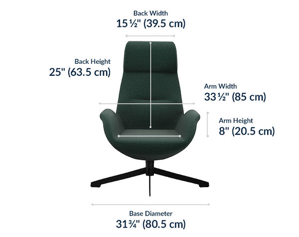 the base diameter of the lounge chair is 31 and a three quarter inches wide