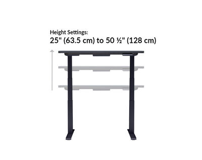 The base of the Electric Standing Desk with ComfortEdge™ 48x30 black top and black legs is 28.88 inches deep