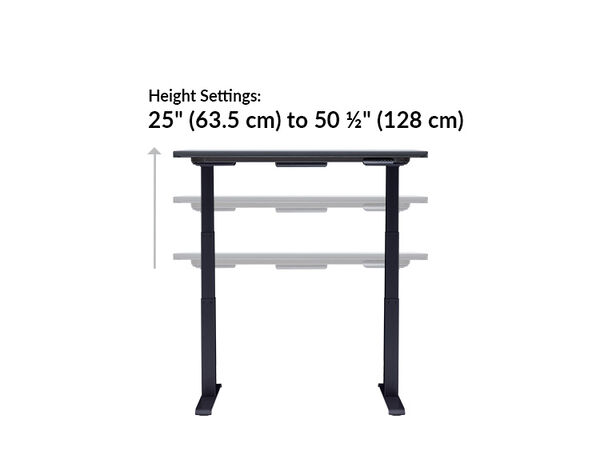 The base of the Electric Standing Desk with ComfortEdge™  48x30  black top and black legs is 28.88 inches deep