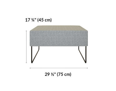 sectional ottoman is 17 and 3 quarter inches tall and 29 and a half inches wide