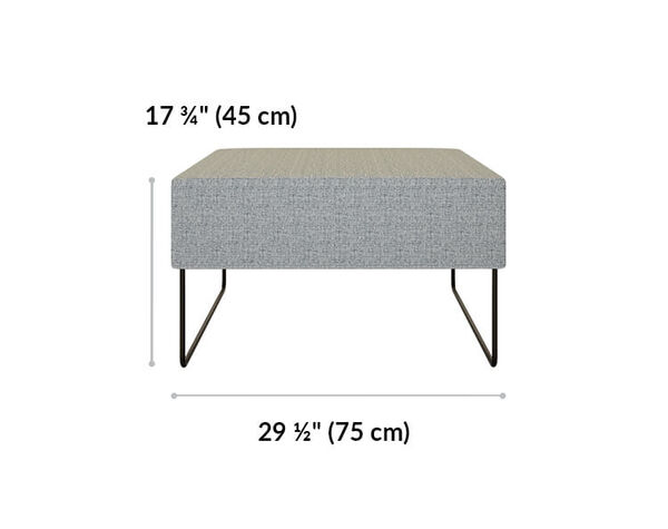 sectional ottoman is 17 and 3 quarter inches tall and 29 and a half inches wide