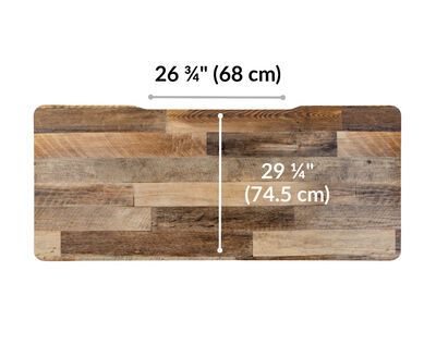 The desktop of the Electric Standing Desk 72x30 reclaimed wood with Silver Legs Reclaimed Wood is 29.25 inches deep