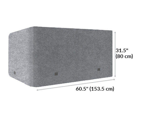 felt tall privacy desk surround is 60.5 inches long and 31.5 inches tall 