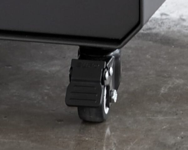 roll-and-lock casters shown