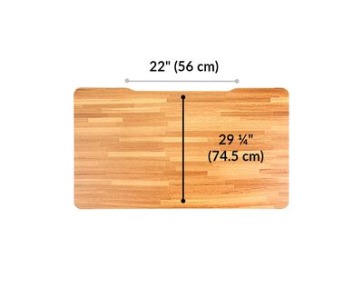 vari electric standing desk 48x30 monitor mounting space is 22 inches wide. Tabletop space from mounting space is 29 and a quarter inches long