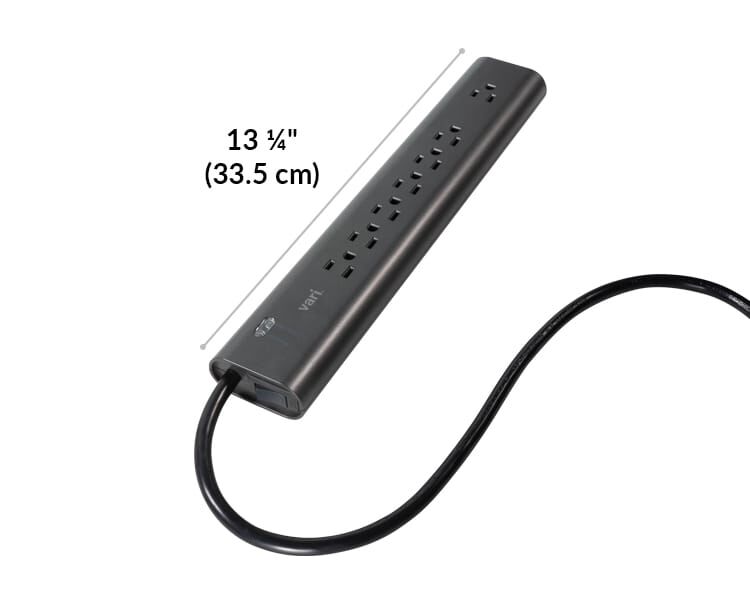 vari power strip 15 feet base width 13 and a quarter inches
