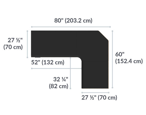 L-Shape Electric Standing Desk 80x60 is 80 inches wide and 60 inches deep