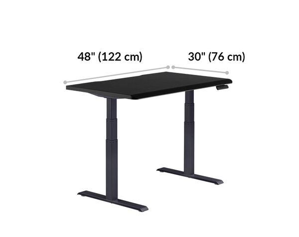 Electric Standing Desk with ComfortEdge™ 48x30 black is 48 inches wide and 30 inches deep