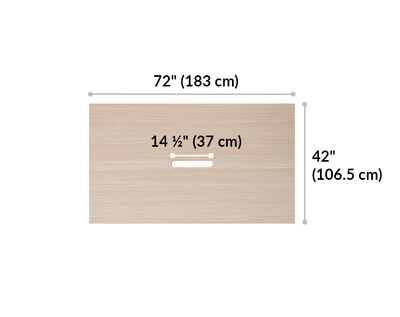 overhead view of lightwood conference table that is seventy two inches long