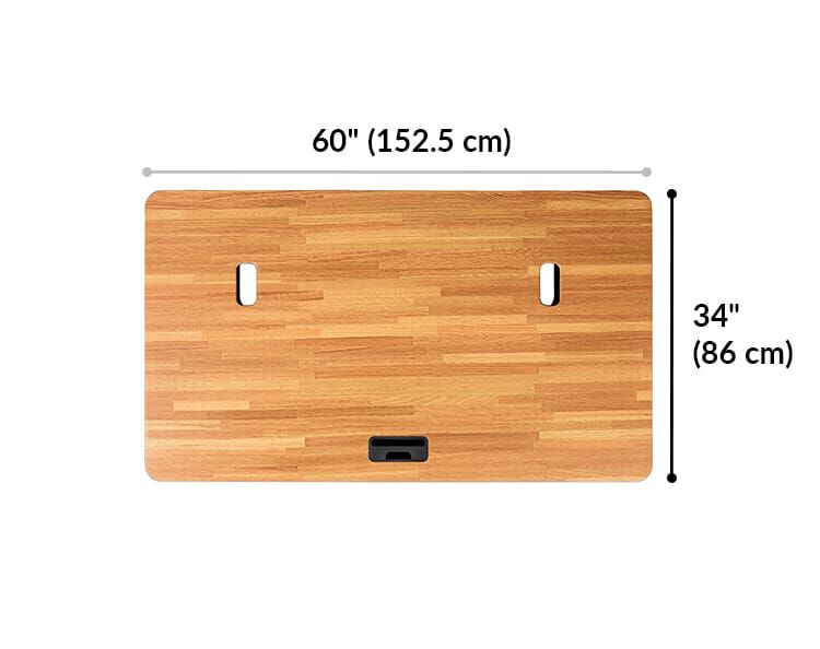 desktop is 60 inches wide and 34 inches deep.