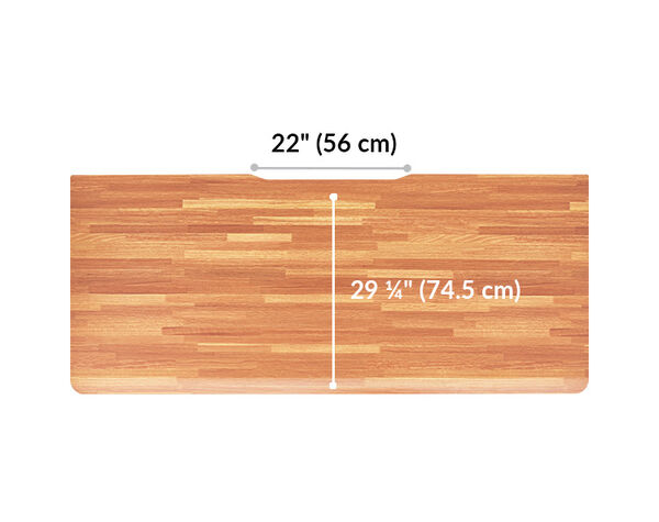 The surface of the Electric Standing Desk 72x30 Butcher Block top is 29.25 inches deep
