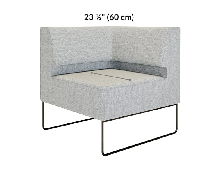 corner seat seat depth is 23 and a half inches deep