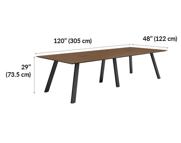 vari conference table is 29 inches wide and 120 inches long