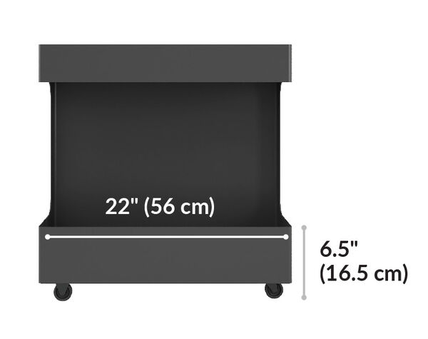 vari mobile cubby is 22 inches deep