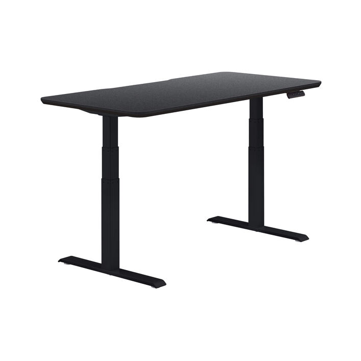 isolated image of a electric standing desk with a black finish top and black legs image number 1