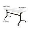 flip top table 6 foot is 71 inches wide and 24 inches deep