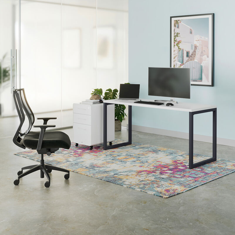 white top and black leg table in an open office image number null
