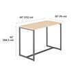 angle view of the standing work table with measurements