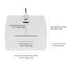 varidesk electric single monitor converter in white has a desktop minimum depth of 9.25 inches and a desktop maximum depth of 18 inches with a keyboard tray depth of 9.5 inches and a desktop indentation minimum width of 16.25 inches