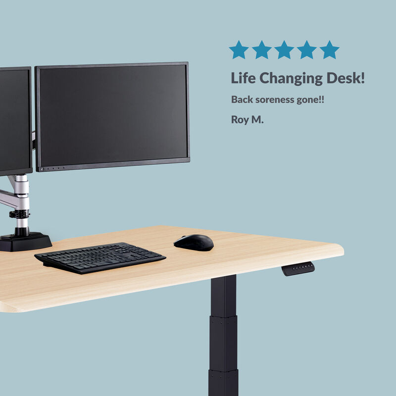 roy m says life changing desk back soreness gone under a five star rating with a standing desk image number null