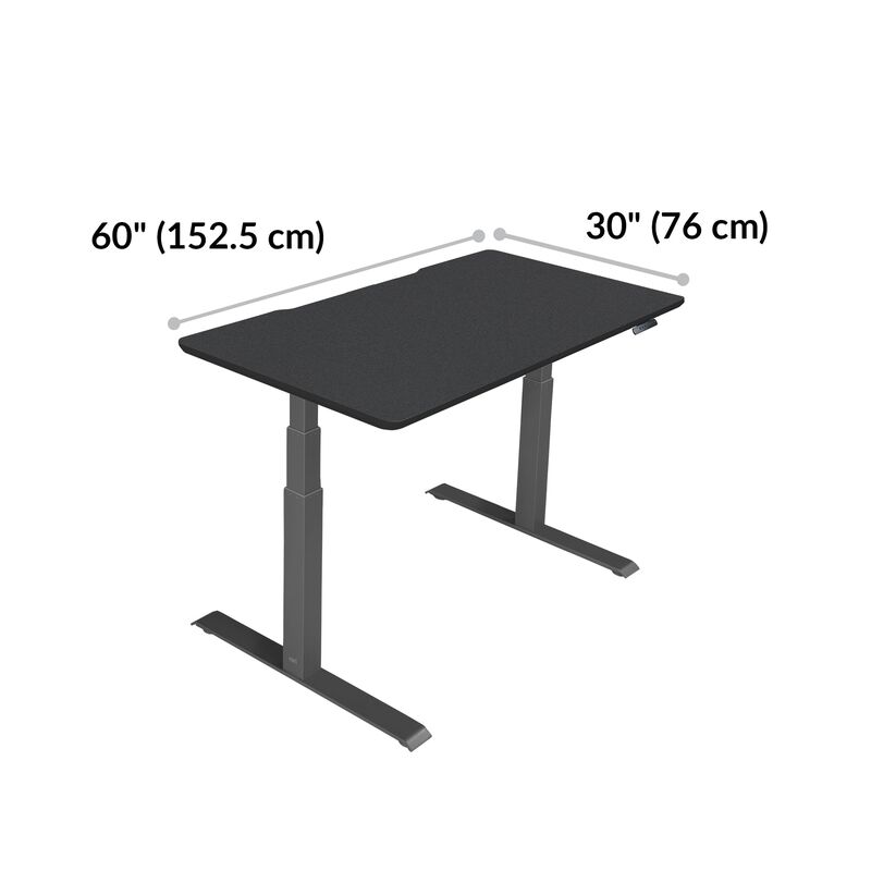 Electric Standing Desk 60x30 Black base is 30 inches deep and 60 inches wide image number null
