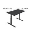 Electric Standing Desk 60x30 Black base is 30 inches deep and 60 inches wide