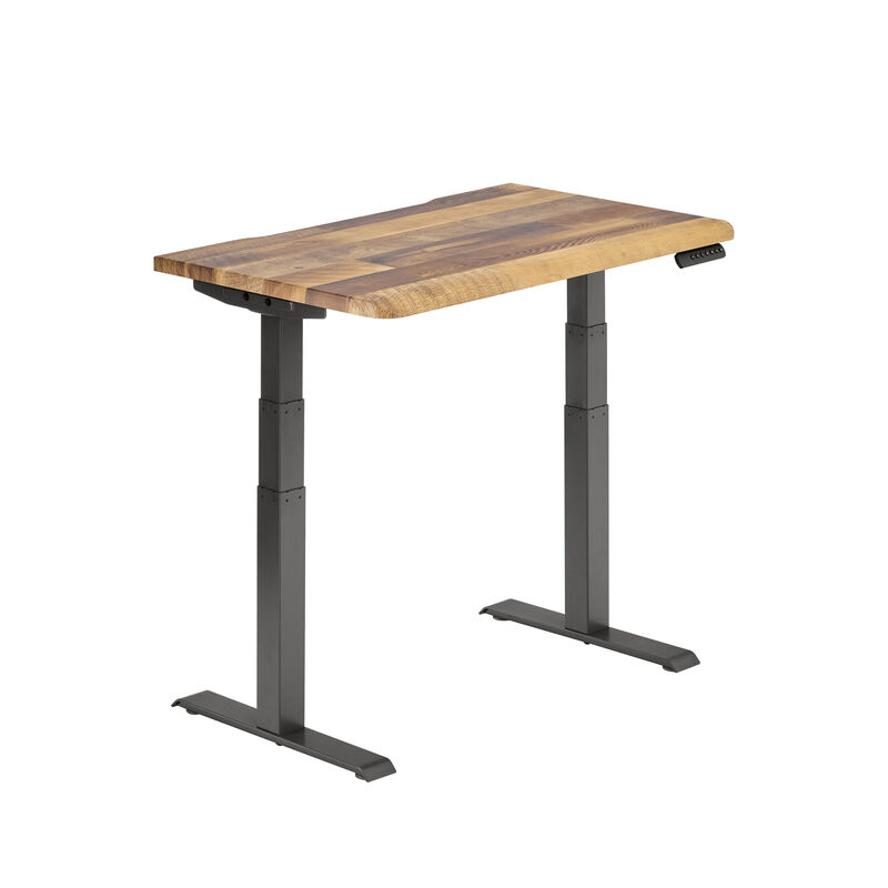 reclaimed wood standing desk with white background image number null