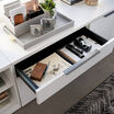 lateral file cabinet shown with top drawer open