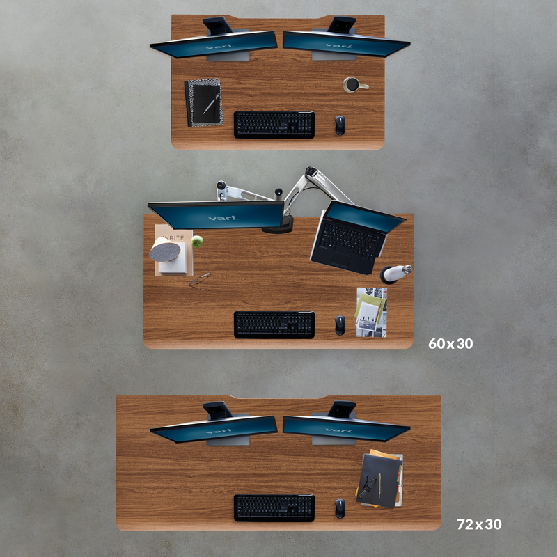 overhead view of three different size desks a 48x30 60x30 and 72x30 image number null