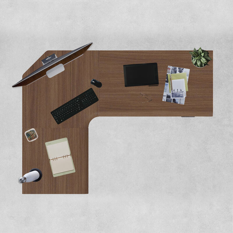 overhead view of an l shape electric standing desk image number null