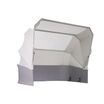 close up of the varifocus canopy open with desk clamps shown