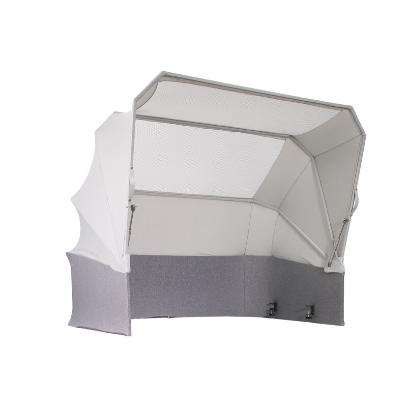 close up of the varifocus canopy open with desk clamps shown image number null