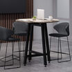 shadow grey tall cafe chair around standing round table in lounge setting