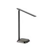 black LED task lamp with wireless charger on white background