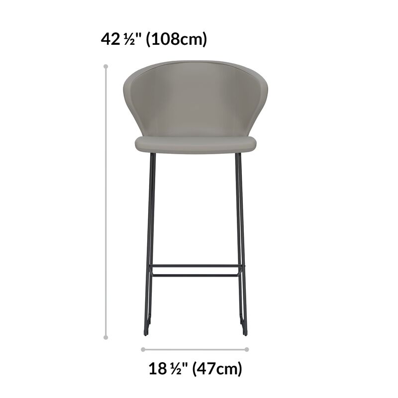 sand grey tall cafe chair is 42 and a half inches tall and 18 and a half inches wide image number null