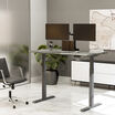 driftwood top finish with slate legs in stand up position in open office