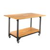 vari standing conference table in butcher block