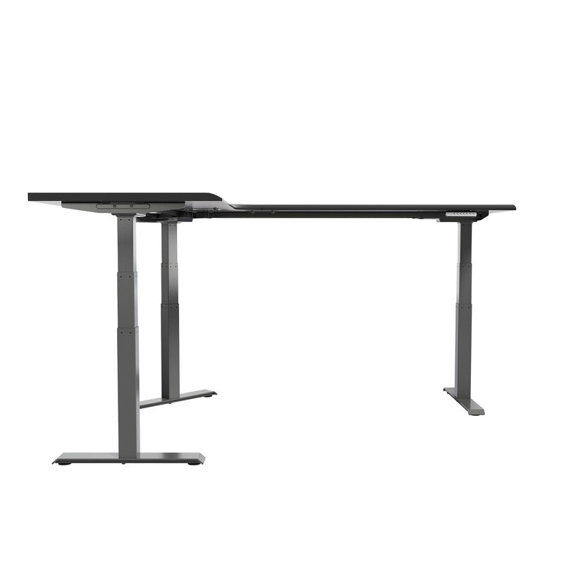 side view of the black finish l shape electric standing desk image number null