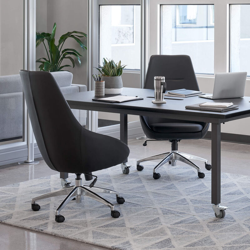 charcoal grey high  back chair shown in conference room setting image number null