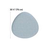 small light blue ottoman is 30 and 3 quarter inches long