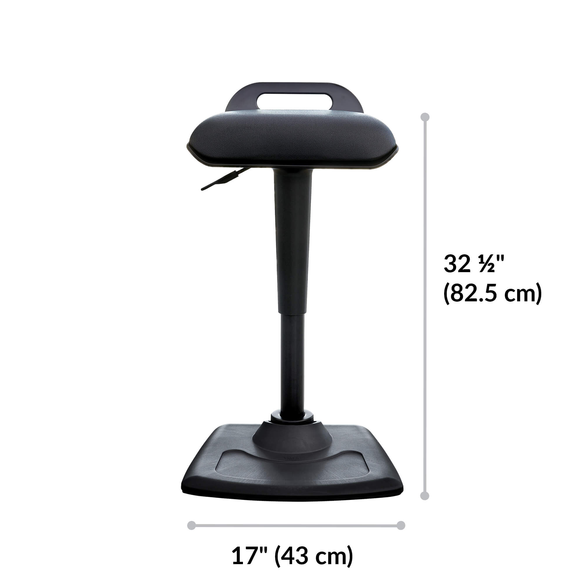 Adjustable height stool store for standing desk