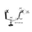 dual monitor arm pivots 360 degrees