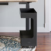 side view of mobile cubby under a desk