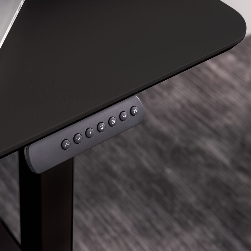 close up of essential electric standing desk in black finish image number null