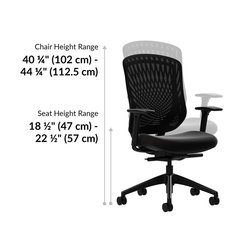 performance task chair height ranges from 40 and a quarter inches to 44 and a quarter inches.  image number null