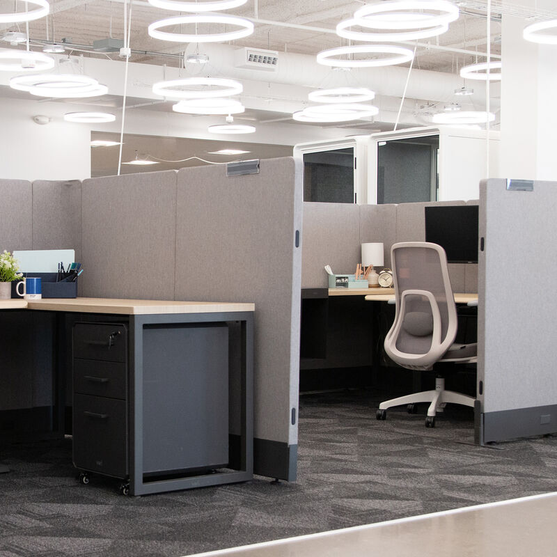 quickflex cube wall panels setup in a private, noise blocking workspace configuration image number null